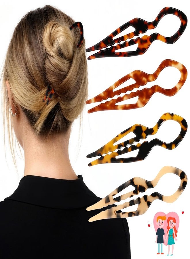 Tiefebene 4PCS Prestige French Hair Pins for Women-Tortoise Shell Hair Pin for Updos Chignons & Buns-Acetate French Twist Pin, Strong Hold Hair Clips All-Day, Styling for All Hair Types, Valentine's Day Gifts - Image 1